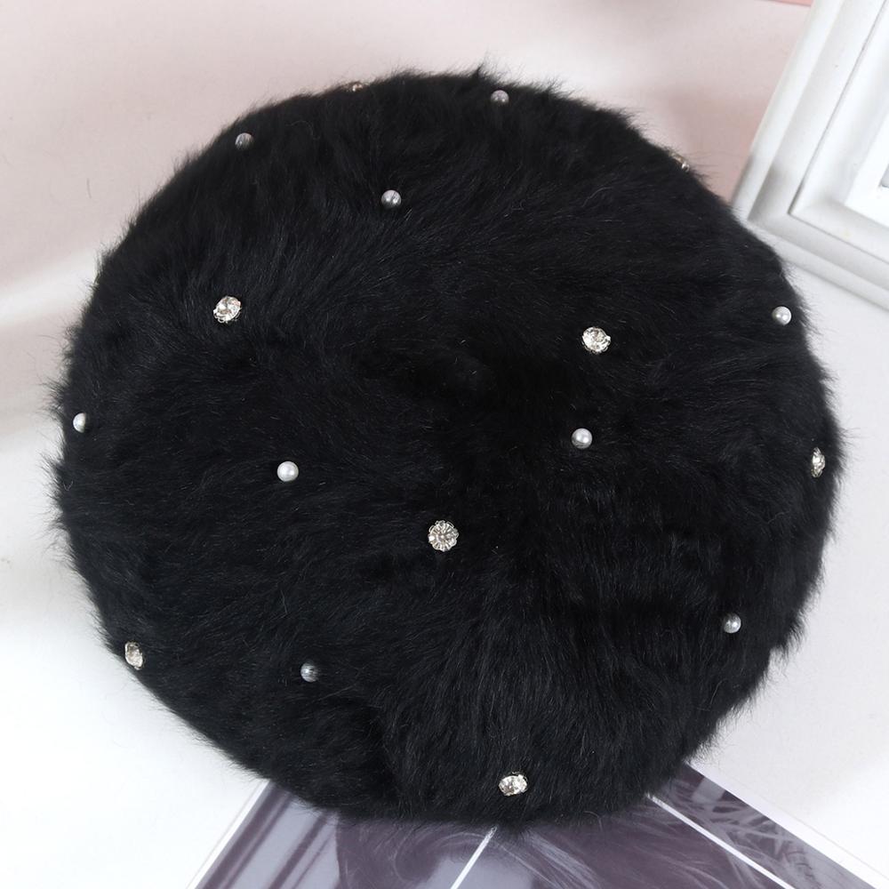 Béret femme automne et hiver filet rouge coréen dame citrouille bourgeon chapeau japonais décontracté britannique chaud étudiant chapeau: Noir