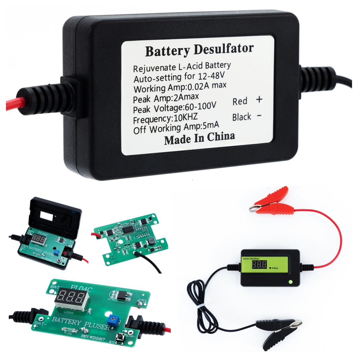 2A Lead Acid Battery Desulfator 12V 24V 36V 48V Battery Regenerator Auto Pulse Desulfator