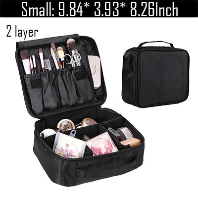 HMUNII neceser para mujer, organizador de maquillaje de viaje, caja de maquillaje , bolsa de cosméticos, bolsas, estuche de belleza para artista de maquillaje: A-Black cosmetic bag