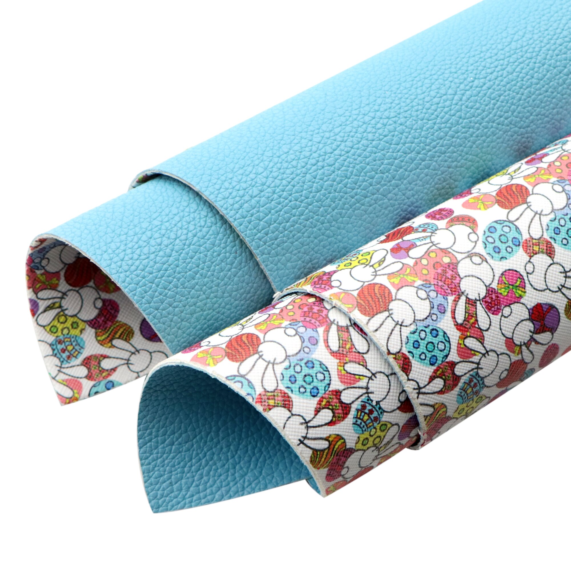 Double Sided Faux Leather Sheets Love Rabbit Plaid Printed Synthetic Leather Fabric for Easter Valentine's St. Patrick's Day: 1124509001