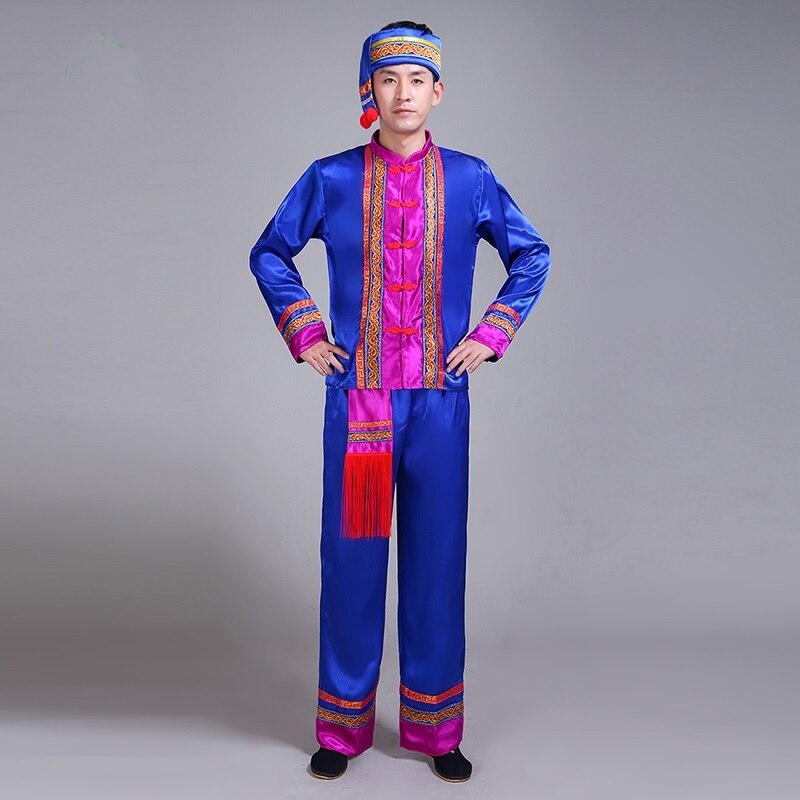 Hmong men clothes national Chinese folk dance thnic modern hmong clothes dance costumes classical hmong clothes FF1526: 1 / XL