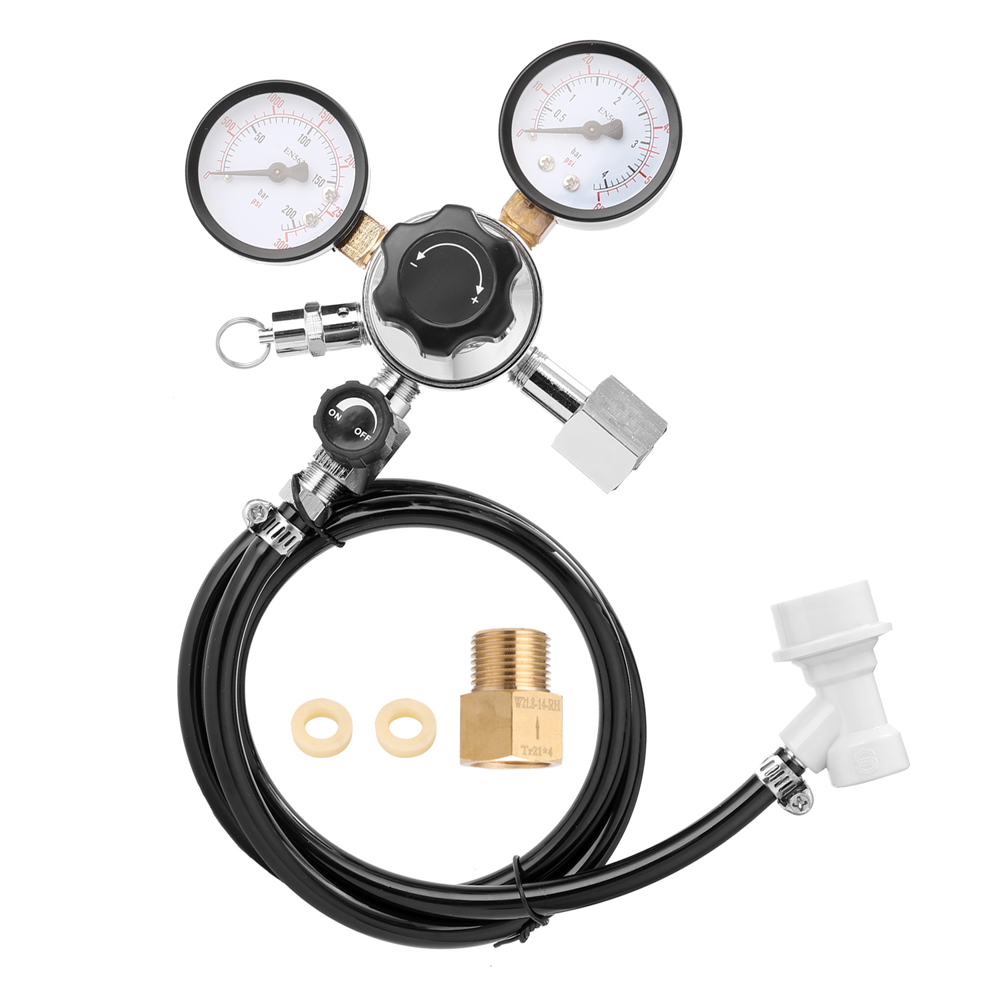 Stainless Steel Beer CO2 Keg Regulator Safety Pressure Relief Valve 0-3000 PSI Tanks Double Pressure Gauge