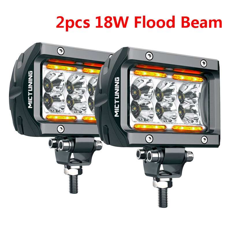 MICTUNING K1 RGBW LED Pods Light Atmosphere Light 4 Inch 18W Off Road Combo Driving Light With APP Control Box For Truck ATV UTV: 2PCS 18W Flood Light
