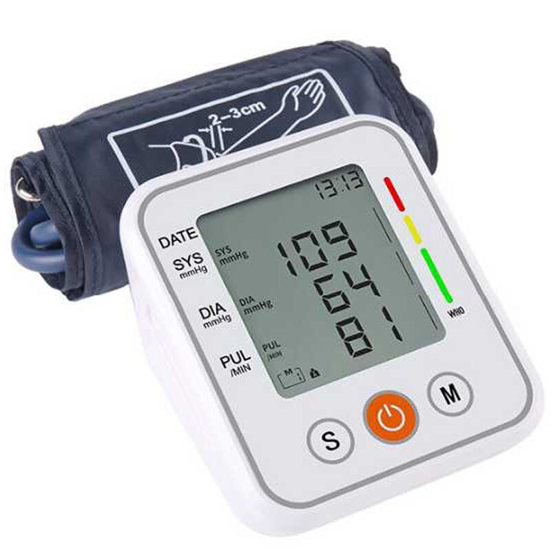 Husholdning blodtryksmåler bærbar tonometer blodtryksmåler armbåndstype digital elektronisk mini blodtryksmåler: Bp måler med stemme