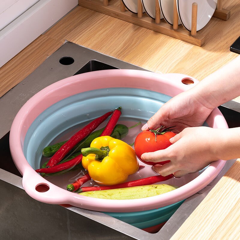 Folding Basin Kitchen Camping Travel Supplies Portable Washbasin Collapsible Plastic Laundry Tub Bathroom Palangana with Handle