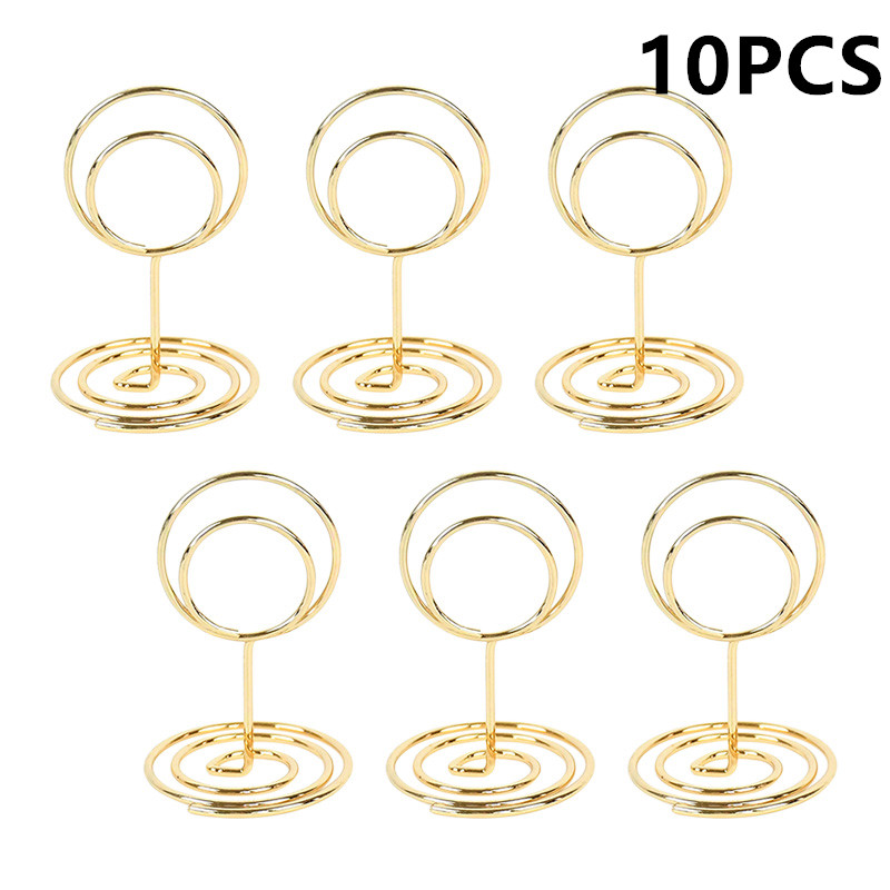 Metal Place Card Holders Photo Clip Stands Wedding Table Number Name Sign Stand for Wedding Birthday Party Home Decoration 10pc: Khaki
