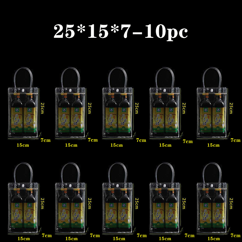 Sacs d'emballage fourre-tout en PVC souple transparent, 10/20/30/50/100 pièces, avec bouton, boucle à main, sac à main en plastique Transparent, sac à cosmétiques: Olive / 28x10x35 cm
