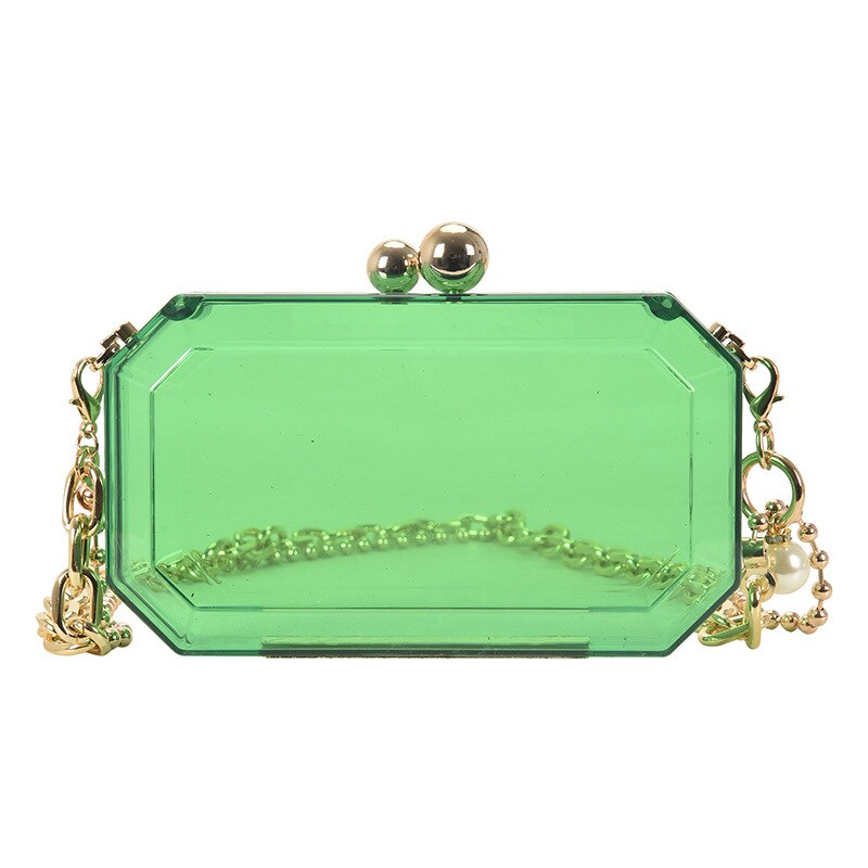 Transparent Acrylic Chain Party Clutch Evening Bag Luxury Women Purses and Handbags Chic Bag Shoulder Crossbody Bag: Light Green