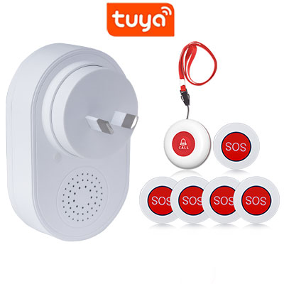 Topvico Wifi bouton de panique alarme prévention des chutes pour personnes âgées démence RF433mhz sans fil lit alarme soignant téléavertisseur Tuya APP: Or