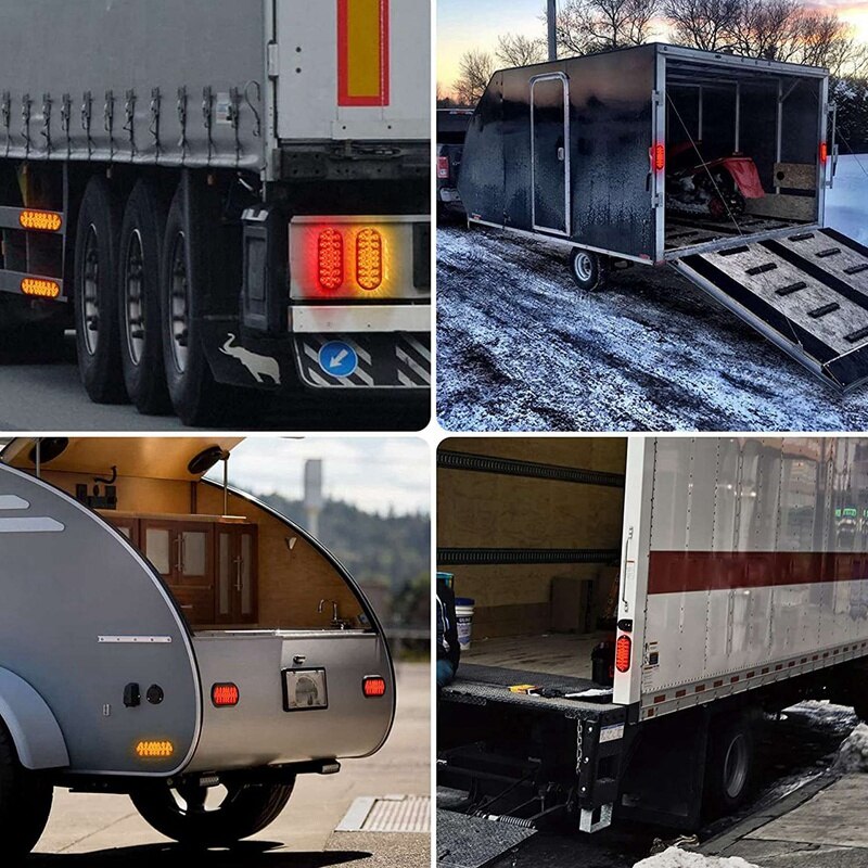 Trailer LED Tail Lights 24 LED Brake Lights Truck LED Turn Lights Truck Side Lights Suitable for Boat Trailer Trucks RV