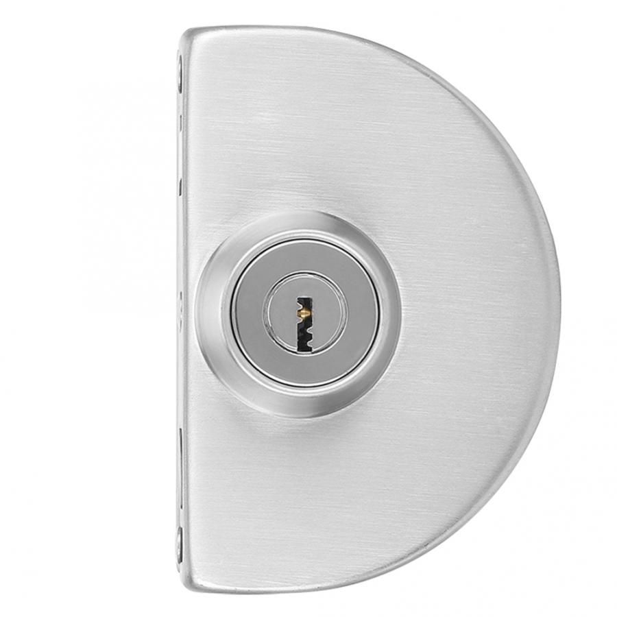 Safety Door Lock Stainless Steel Single Glass Door Lock with Keys Semicircle for Home Security