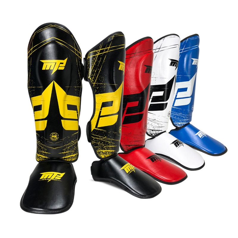 MMA Sparring Wushu boxe Muay Thai protège-tibia W/instep Kickboxing équipement de soutien de la cheville Sanda protège-jambes Leggings DEO