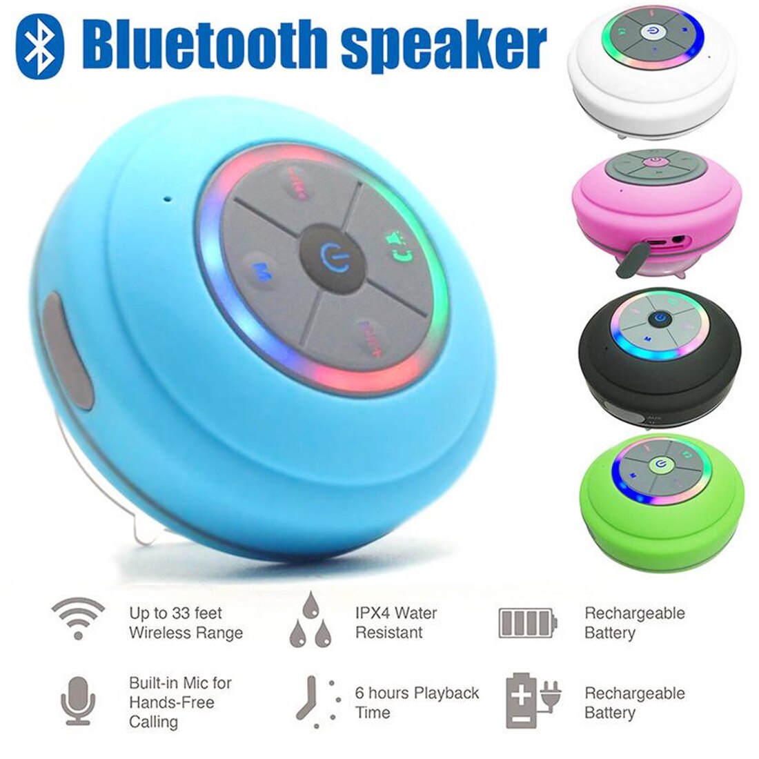 Draadloze Bluetooth Speaker Waterdichte Speakers Handsfree Speaker Voor Douche Badkamer Zwembad Subwoofer Muziek Luidspreker Voor Auto