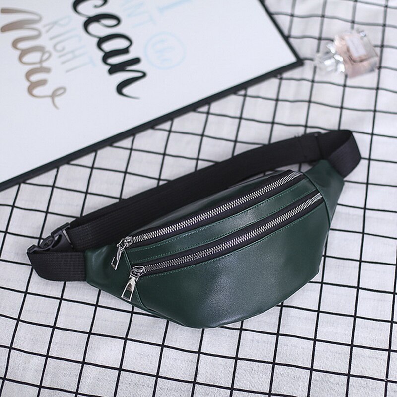 Women Chest Bag Waist Packs For Unisex Female Pu Leather Fanny Packs Banana Ladies Belt Bum Bags Wallets: green