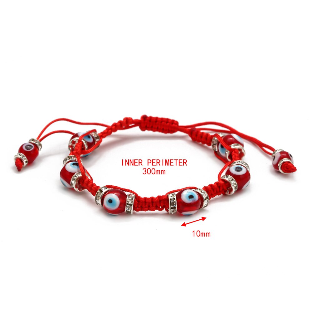 Lucky Eye Turkse Evil Eye Bead Gevlochten Armband Zwart Blauw Rood Touw Ketting Armband Verstelbare Voor Vrouwen Meisjes Handgemaakte Sieraden