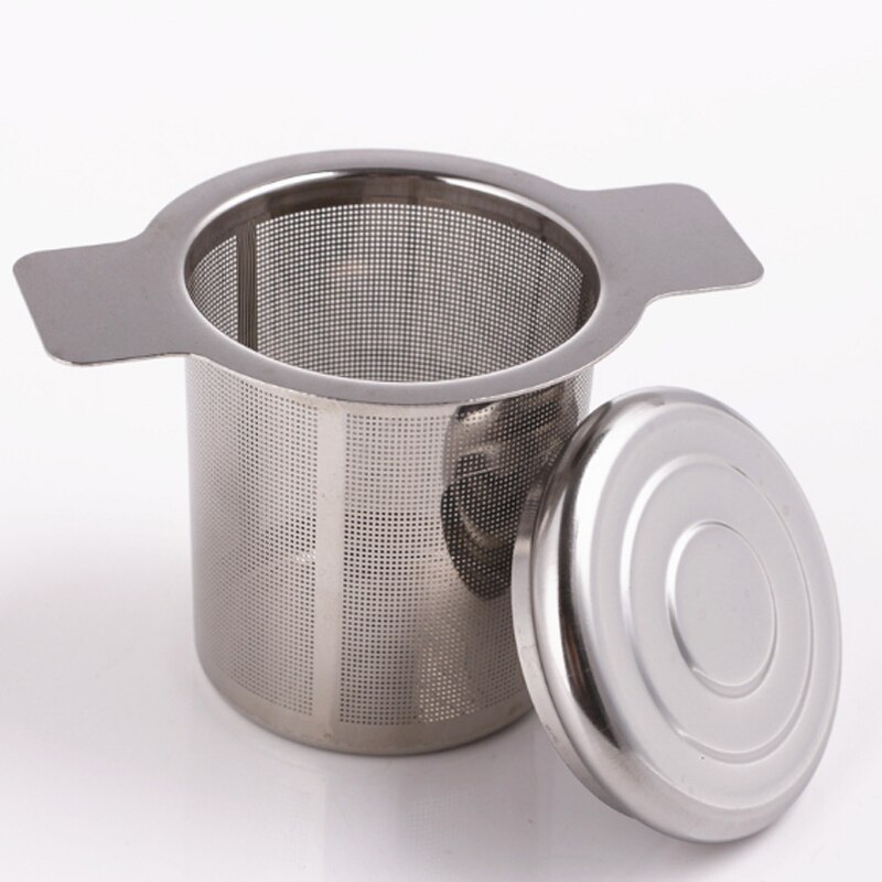 Kaffefilter tratt galler binaural kaffe läcka te läcka filter med lock &amp; handtag mesh läcka 304 rostfritt stål
