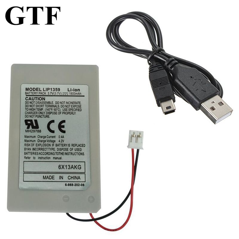 Gtf 1800Mah Vervangende Batterij Voor Supply + Usb Data Charger Cable Koord Pack Voor Playstation 3 PS3 Controller batterij