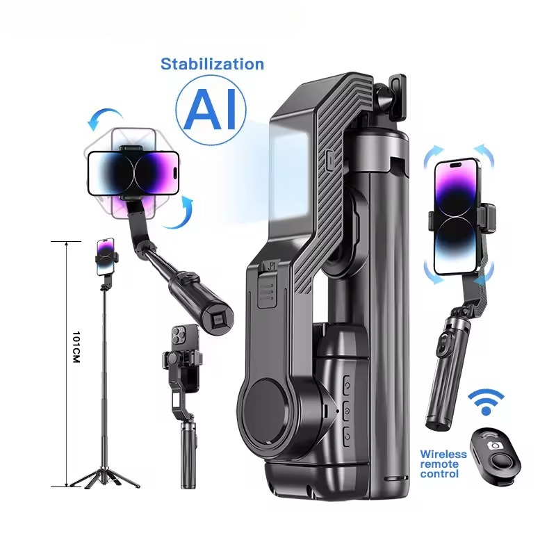 Håndholdt gimbal stabilisator smartphone kamera stabilisator selfie stick stativ trådløs fjernbetjening til iphone android