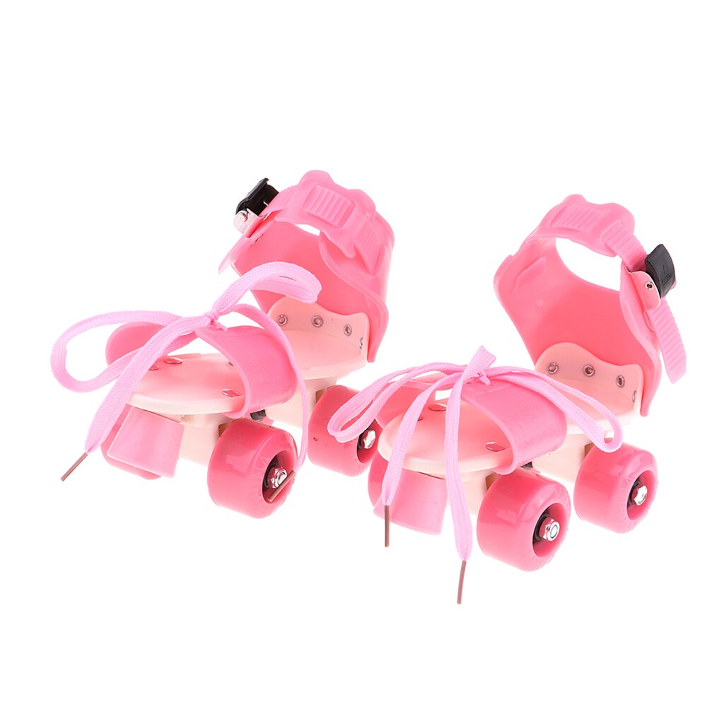 Kids Quad Roller Skates 4 Wheels Adjustable with Stopping Wheel: Pink