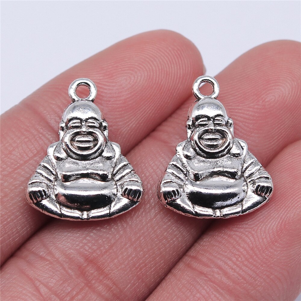 10 stücke Buddha Charme Antike Silber Farbe Buddha Statue Anhänger Reize Buddhismus Buddha Charme Für Schmuck Machen: B10057-20x16mm