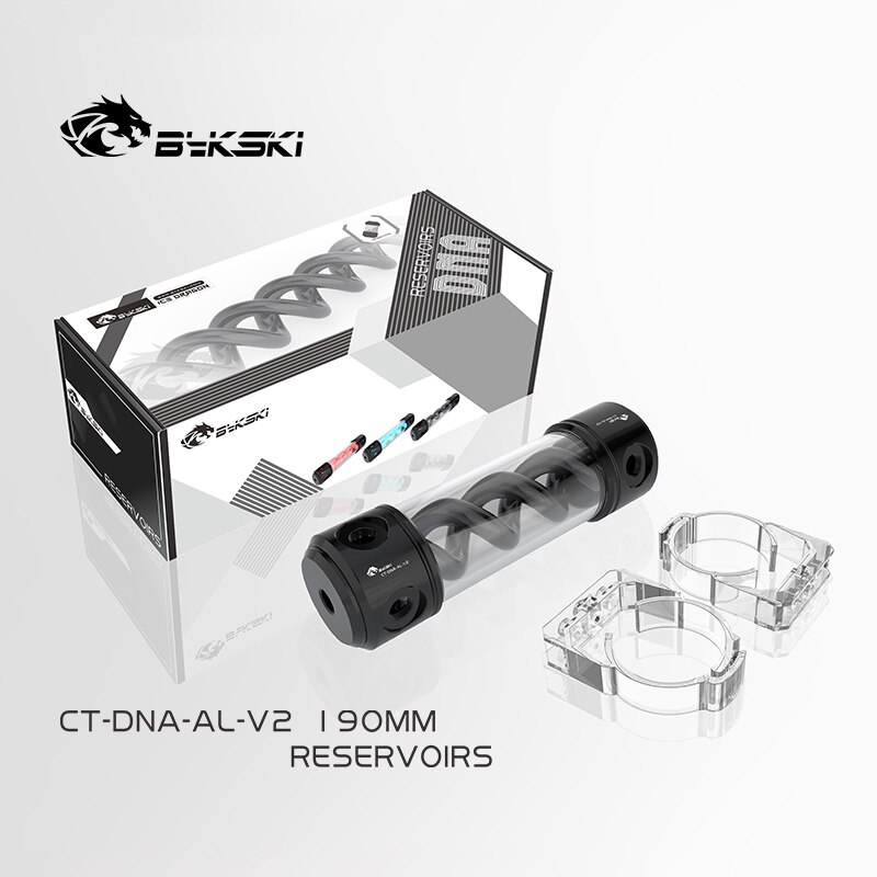 Bykski T-Virus Reservoir Cylindrical Aluminum PC Water Cooling, Muti-Color Spiral Water Tank RGB 12V/5V, 190/260mm, CT-DNA-AL-V2
