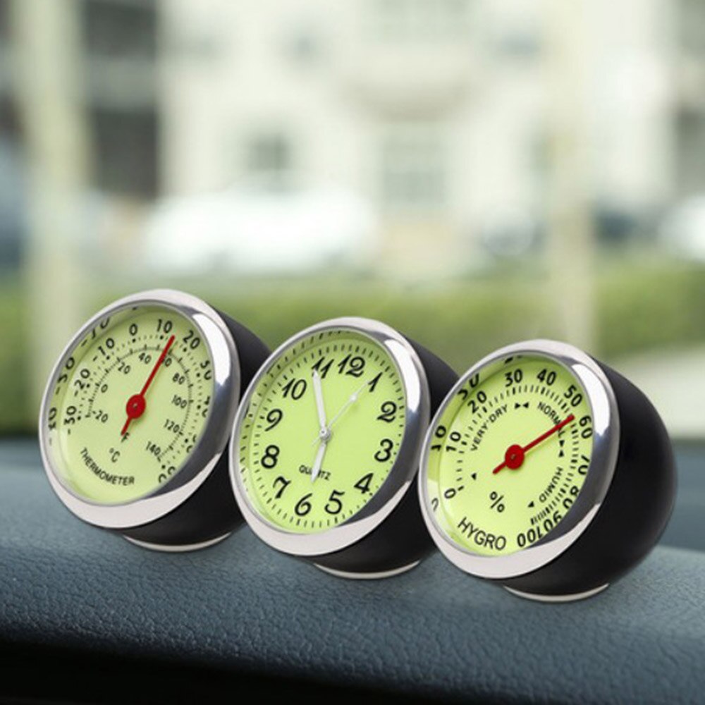 Termómetro Digital para coche, higrómetro, tablero de instrumentos, reloj electrónico Universal, adornos interiores para coches, 3 unids/set por juego