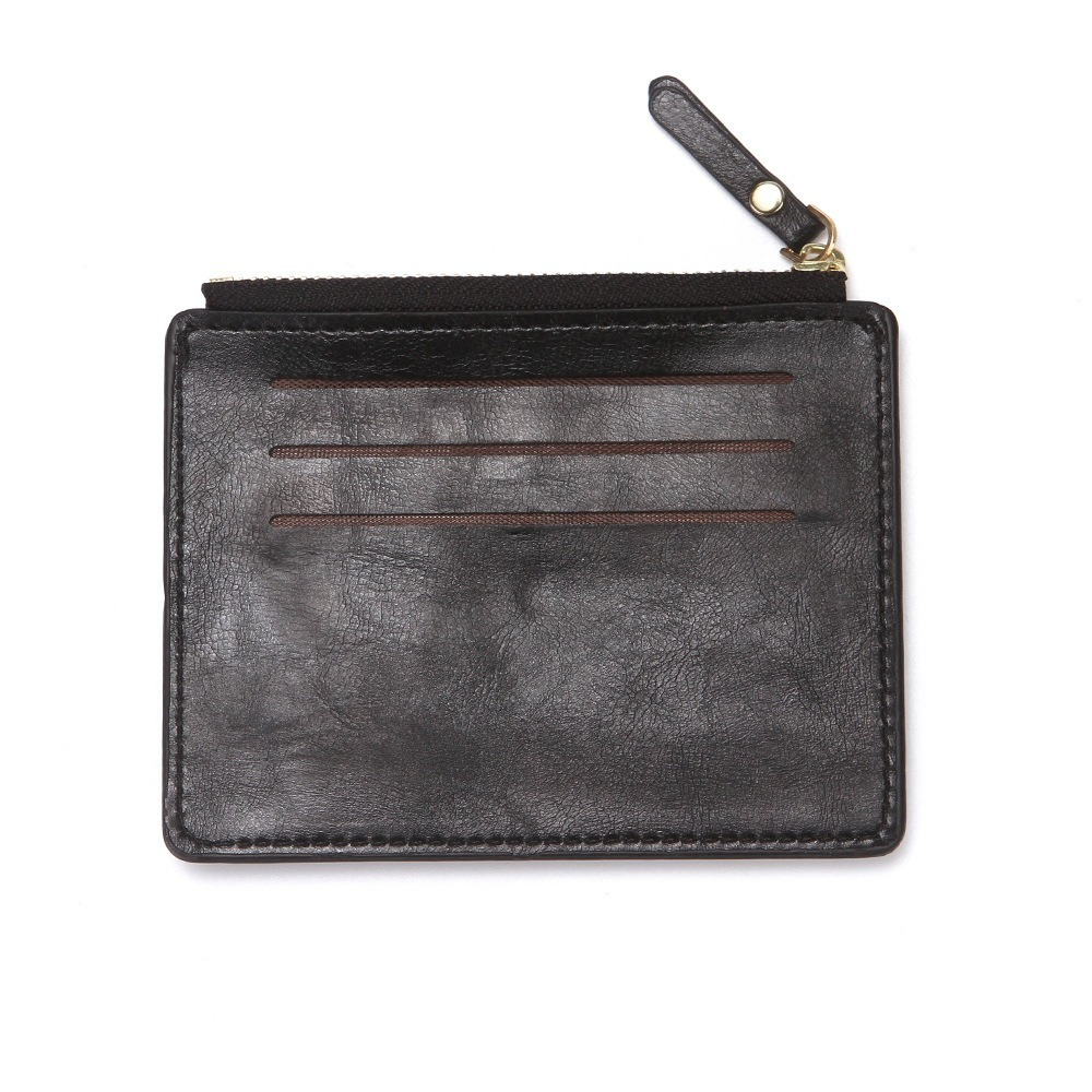 2022 nuovo portafoglio piccolo porta carte di credito multi-card pacchetto moda PU funzione cerniera custodia ultrasottile per Organizer borsa portamonete Unisex: Black
