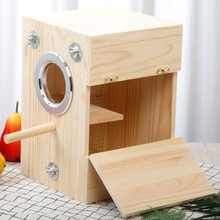 Bird Parrot Breeding Wooden Square Box Household Bird Supplies Simple Bird Cage Hatching Wooden Box With Window