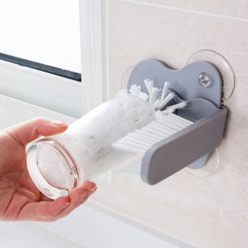 1PC Cup Scrubber Glass Cleaner Bottles Brush Sink Kitchen Accessories 2 in 1 Drink Mug Wine Suction Cleaning Gadgets SW