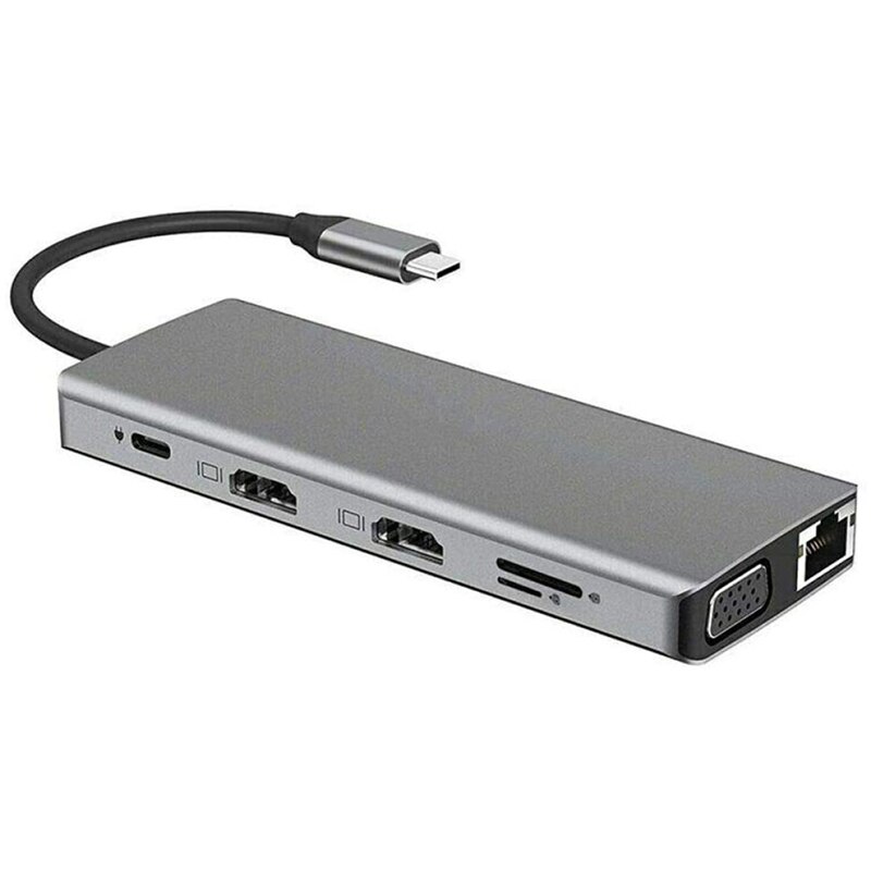 Usb C Hub 12 In 1 Type C Naar USB-C USB3.0 Hdmi Vga Pd Hub Adapter Docking Station Compatibel Voor thunderbolt 3