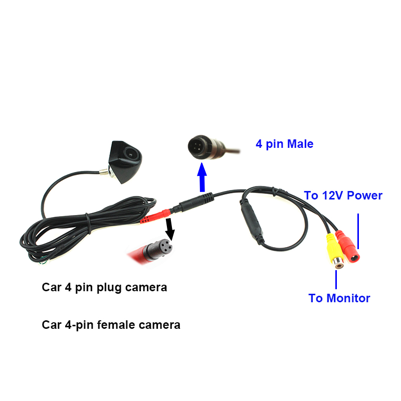 Câble de Conversion RCA CVBS femelle vers mâle à 4 broches, pour rétroviseur DVR, moniteurs de stationnement, connecter caméra de recul