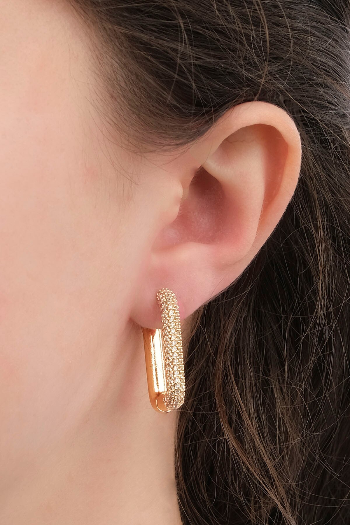 Marjin Voor Vrouw Earring Zirkoon Stony Geometrische Desing Goud Gekleurde Hoop Earring Jelewery Meisje Verjaardagsfeestje