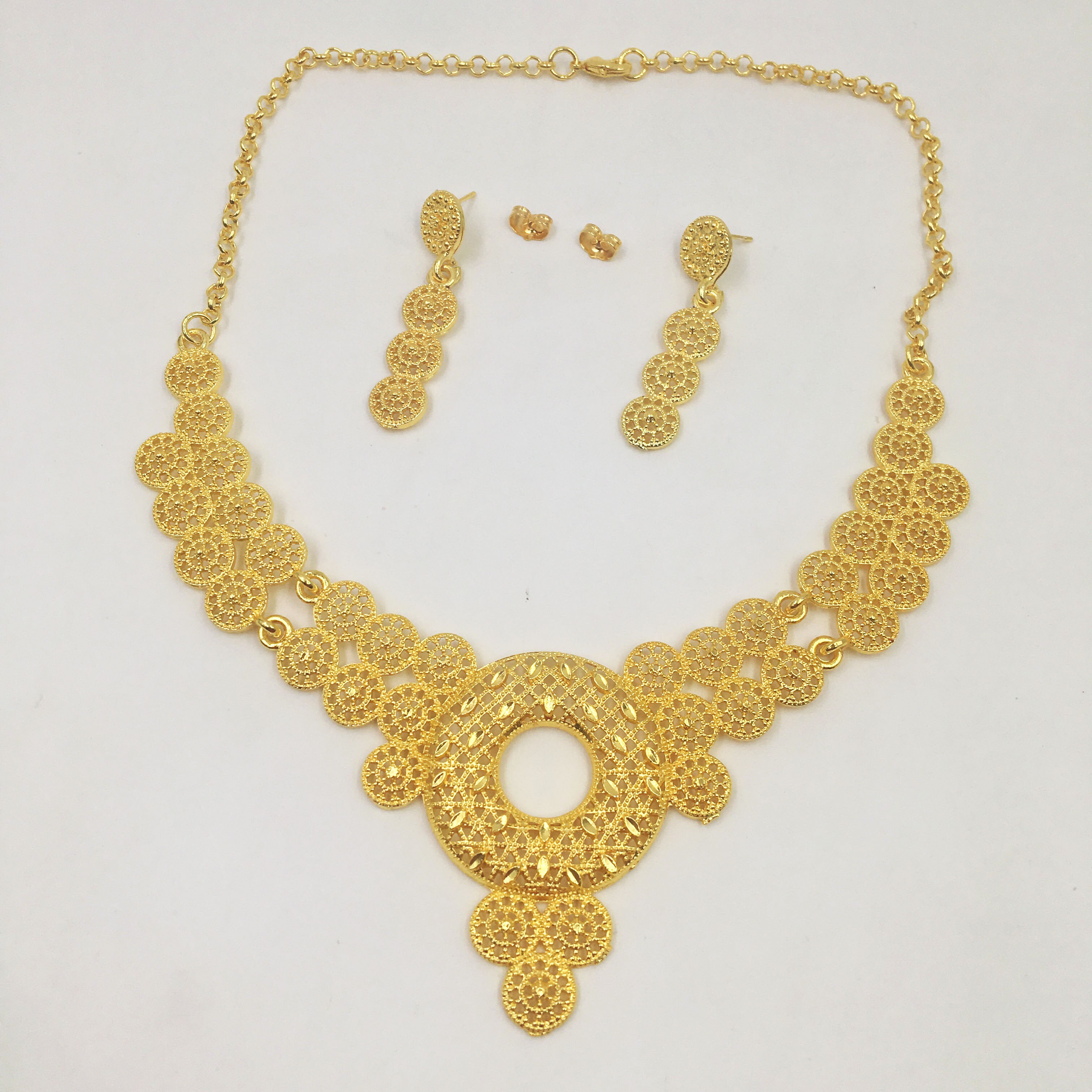 Amplia selección de elegantes joyas africanas de Dubai para bodas, collar de oro, pendientes, joyería romántica para novia
