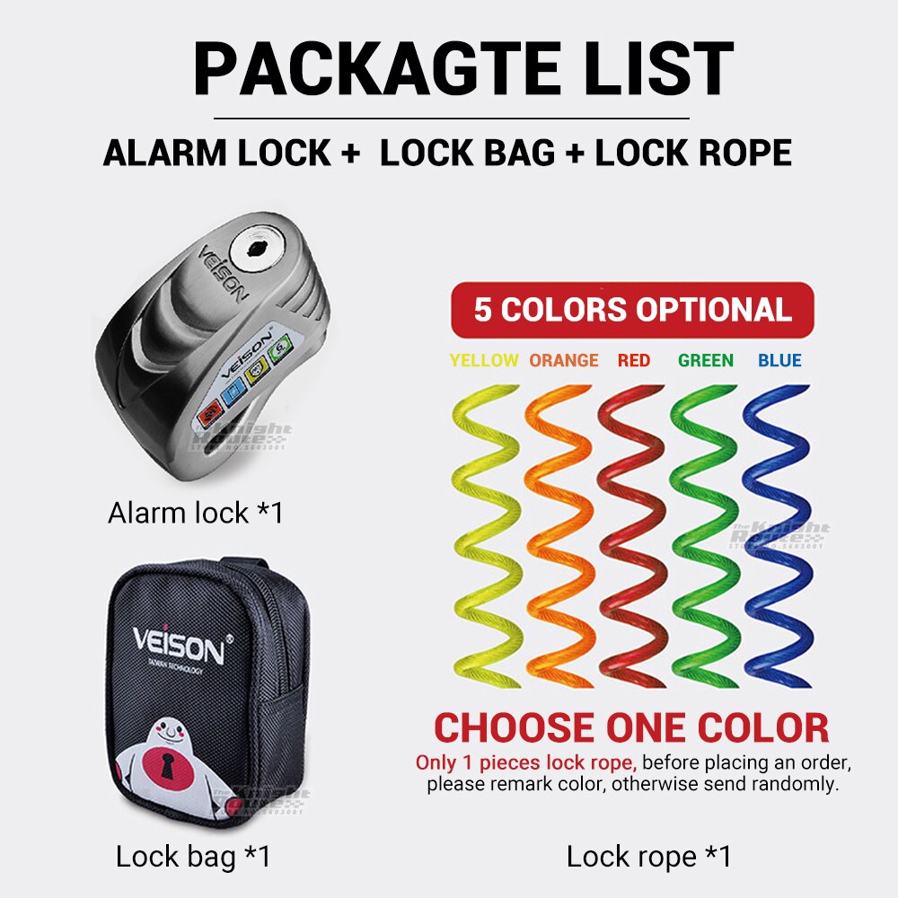 VEISON – alarme pour moto, cadenas étanche, pour Scooter, disque, antivol, accessoires: ALLOY SL E SET
