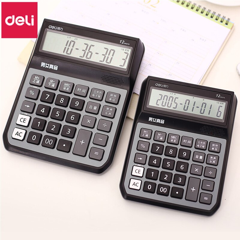 Calculadora de voz Deli 1555/1556, calculadora de inclinación masculina y femenina, ordenador multifunción, 1 unidad