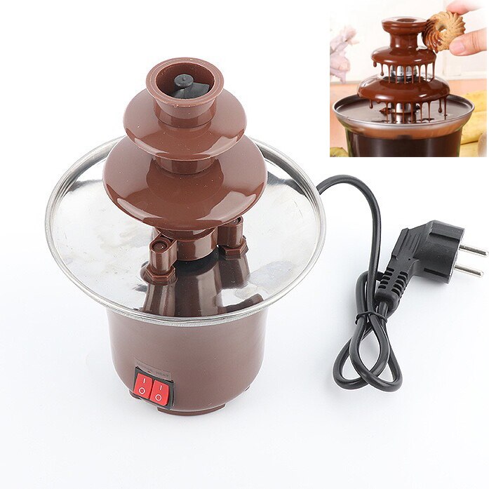Mini chokolade springvand tre lag chokolade smelte med opvarmning fondue maskine diy smelte vandfald pot