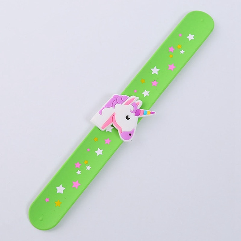 Kid Children Girl Boy Star Printing Colorful Unicorn Wristband Flexible Wrap Slap Bracelet Animal Enfant Bangle: GR