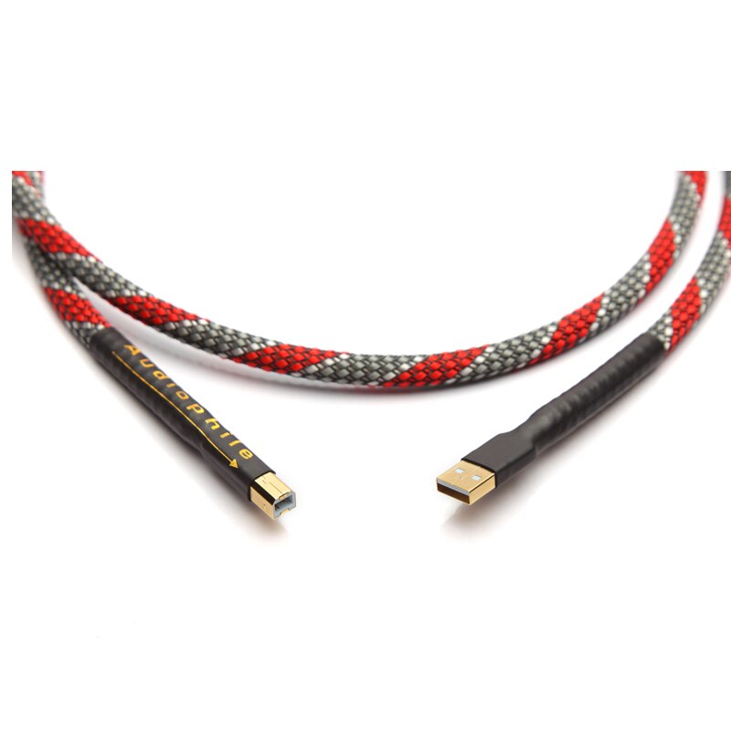 Hi Fi fever USB A-B audio cable sound card power amplifier cable QED silver plated core: Red / 5m