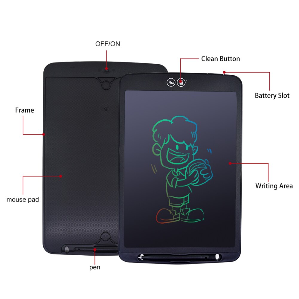 12 inch LCD Writing Tablet Partially Erasing Drawing Board Electronic Thick Pen Highlighting Pads DIgital Tablets With Battery