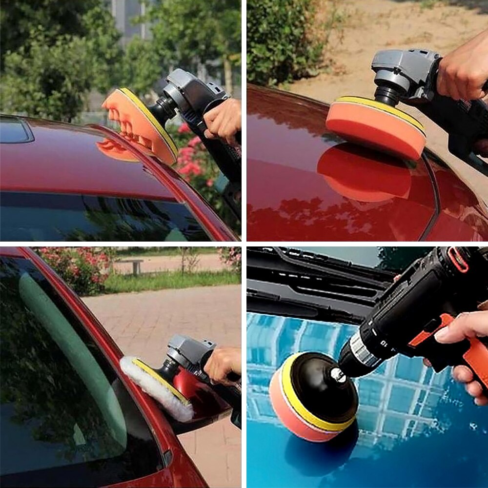 Car Polisher Pad Microfiber Auto Bonnet Polishing Buffer Pad Soft Wool Polishing Waxing Buffing Pad Cover Sponge kit