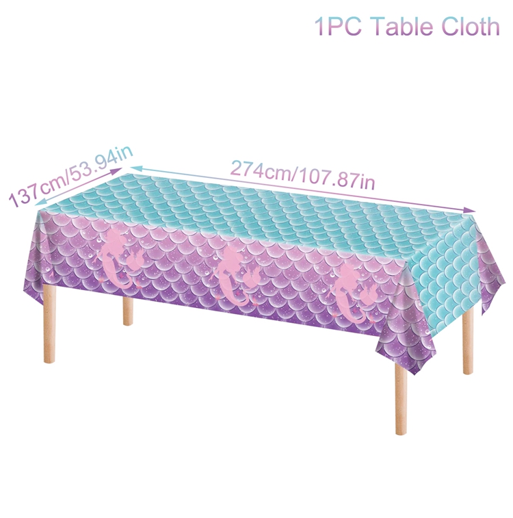 Nappe de table petite sirène, décoration de fête d'anniversaire, 1er anniversaire pour fille sous la mer, fournitures de fête pour réception pour bébé: Gris clair