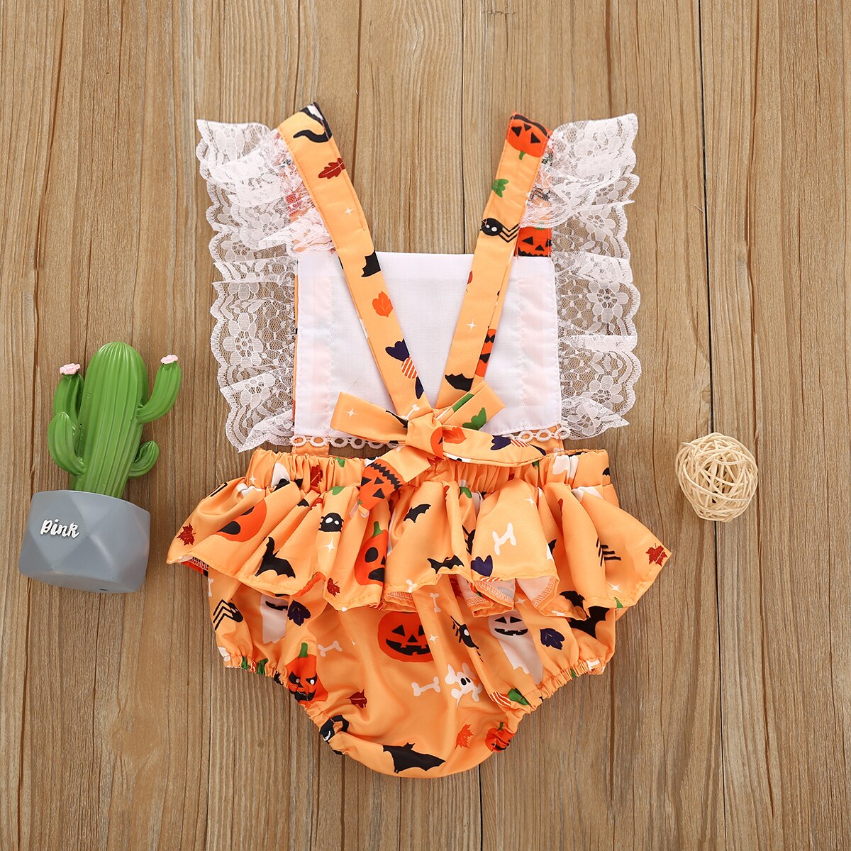 FOCUSNORM Halloween Weihnachten Baby Mädchen Jungen Strampler Karikatur drucken Spitze Rüschen Kurzarm Overall Stirnband