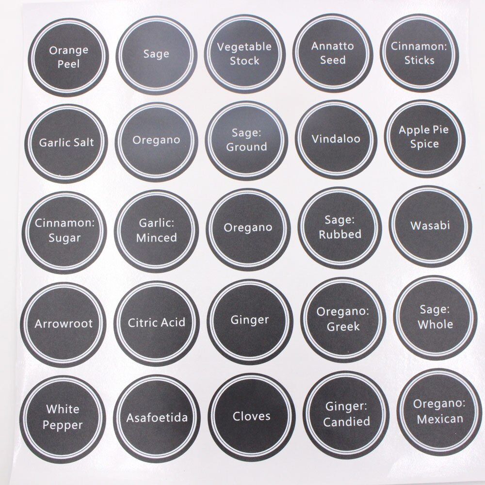 320+ Printed Spice Jar and Pantry Label Set Chalkboard Round Stickers Labels