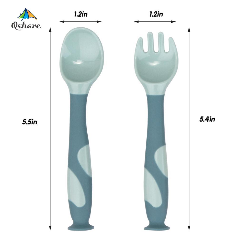 Qshare ensemble de cuillères et fourchettes flexibles pour #39 ustensiles de cuisine pour enfants ustensiles de pliage pour l'alimentation ensemble de salle à manger