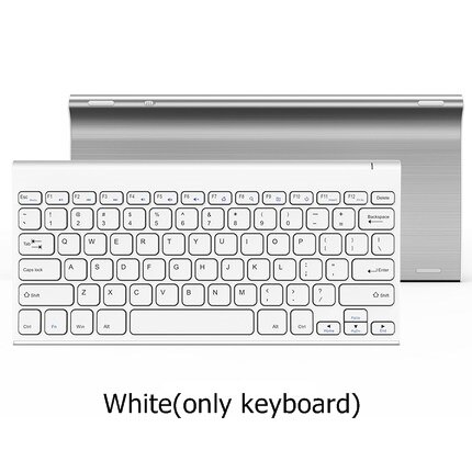 B.O.W HW086 Metal Ultra-Slim Quiet 2.4GHz Portable Wireless Keyboard and Mouse Combo For Desktop, Laptop: White keyboard only