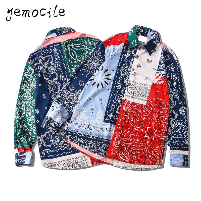 Flamme Gedruckt Hemd Paare Tragen Lässige Männer Frauen Hemden Harajuku Hüfte hüpfen Streetwear verlieren Langarm Blusen StreetWear: MCS14 / XL