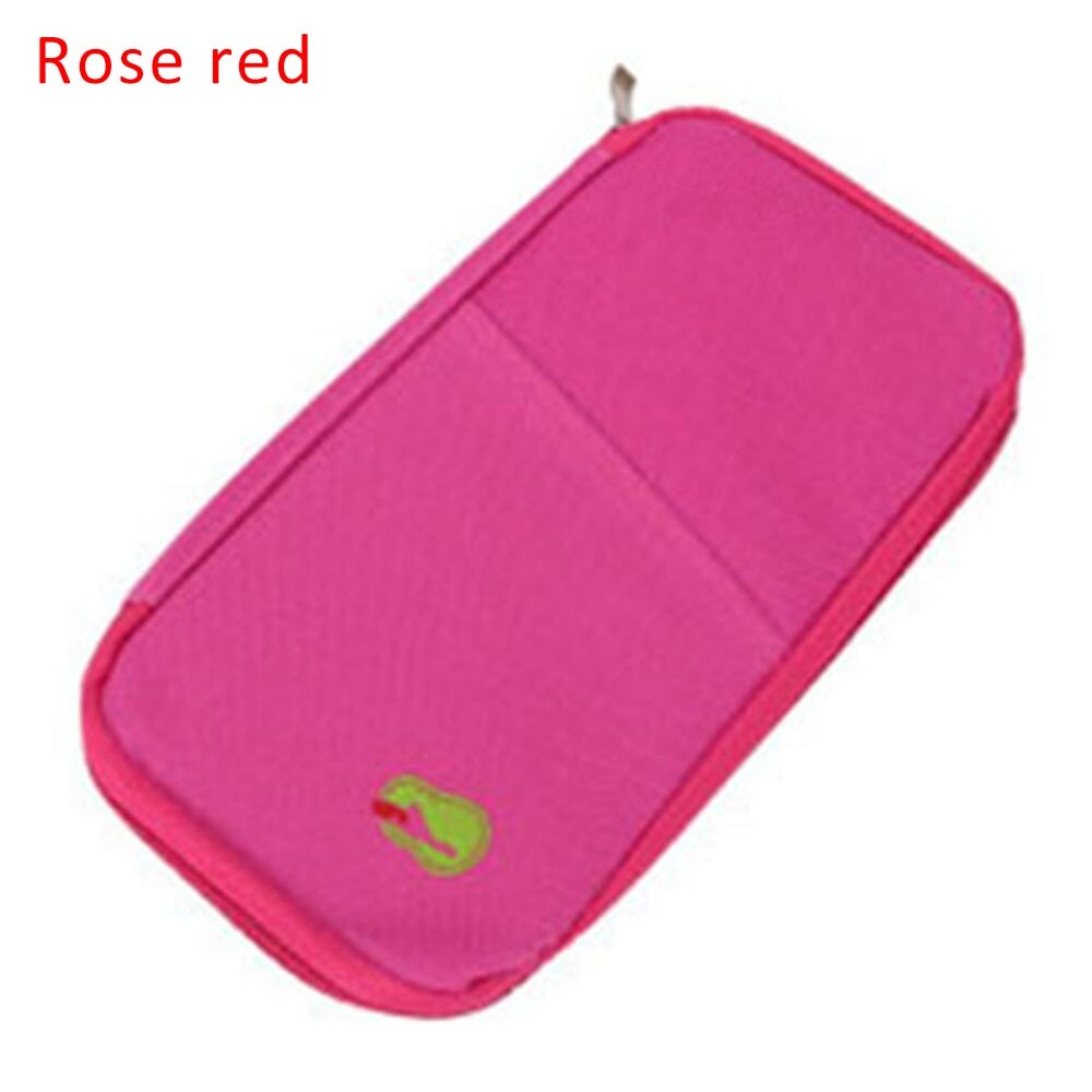 Travel Journey Document Organizer Wallet Passport ID Card Holder Ticket Credit Card Bag Case Purse: rose red