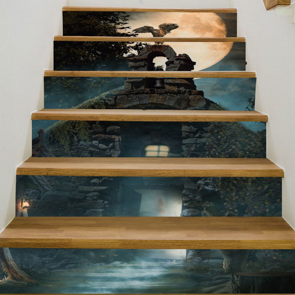 Escalier autocollant PVC étanche cuisine papier peint chambre auto-adhésif amovible ménage ornement autocollant: A14