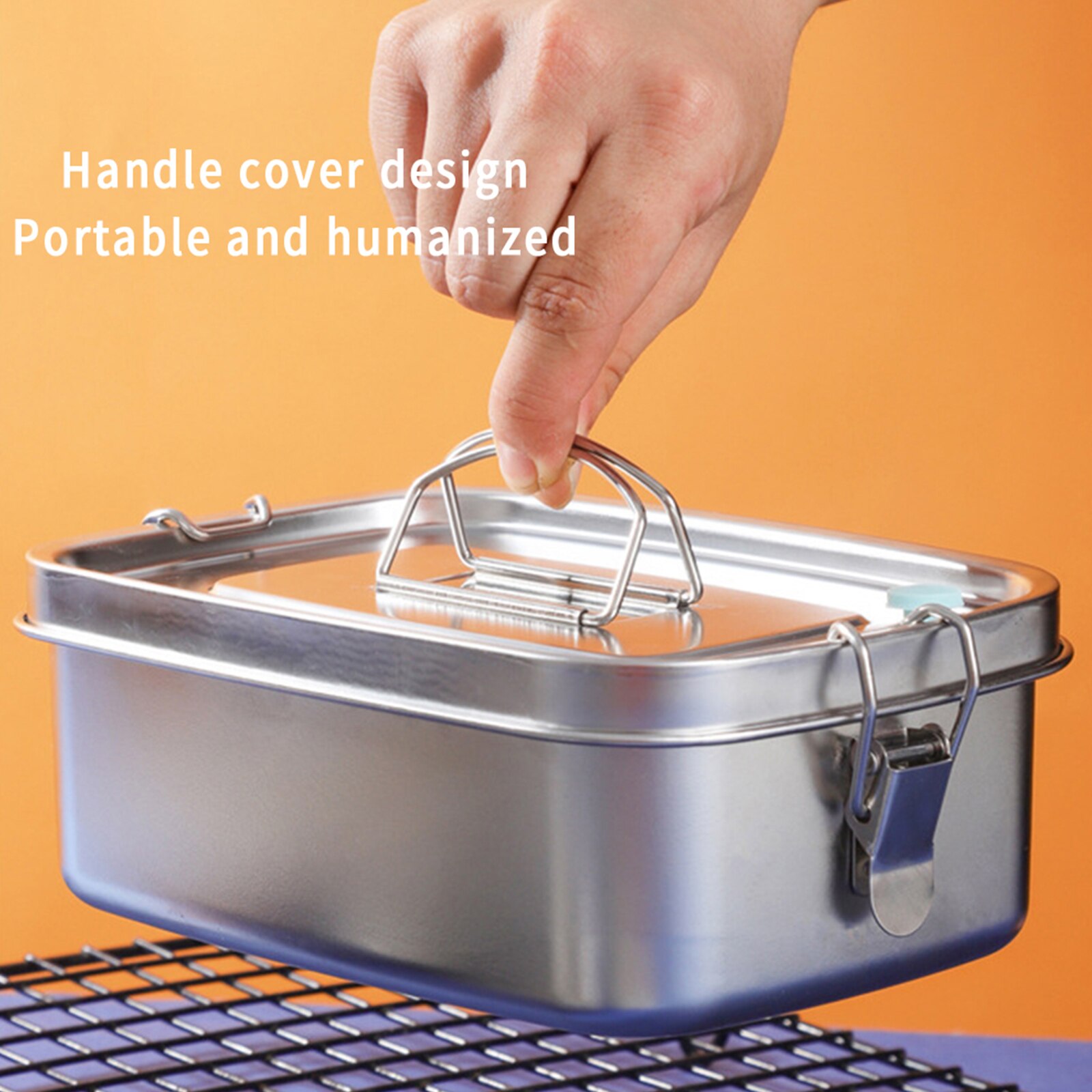 Stainless Steel Lunch Box Metal Food Container For Student Bowl 1.5L Pullable Double Layer Food Bowl Portable Food Container