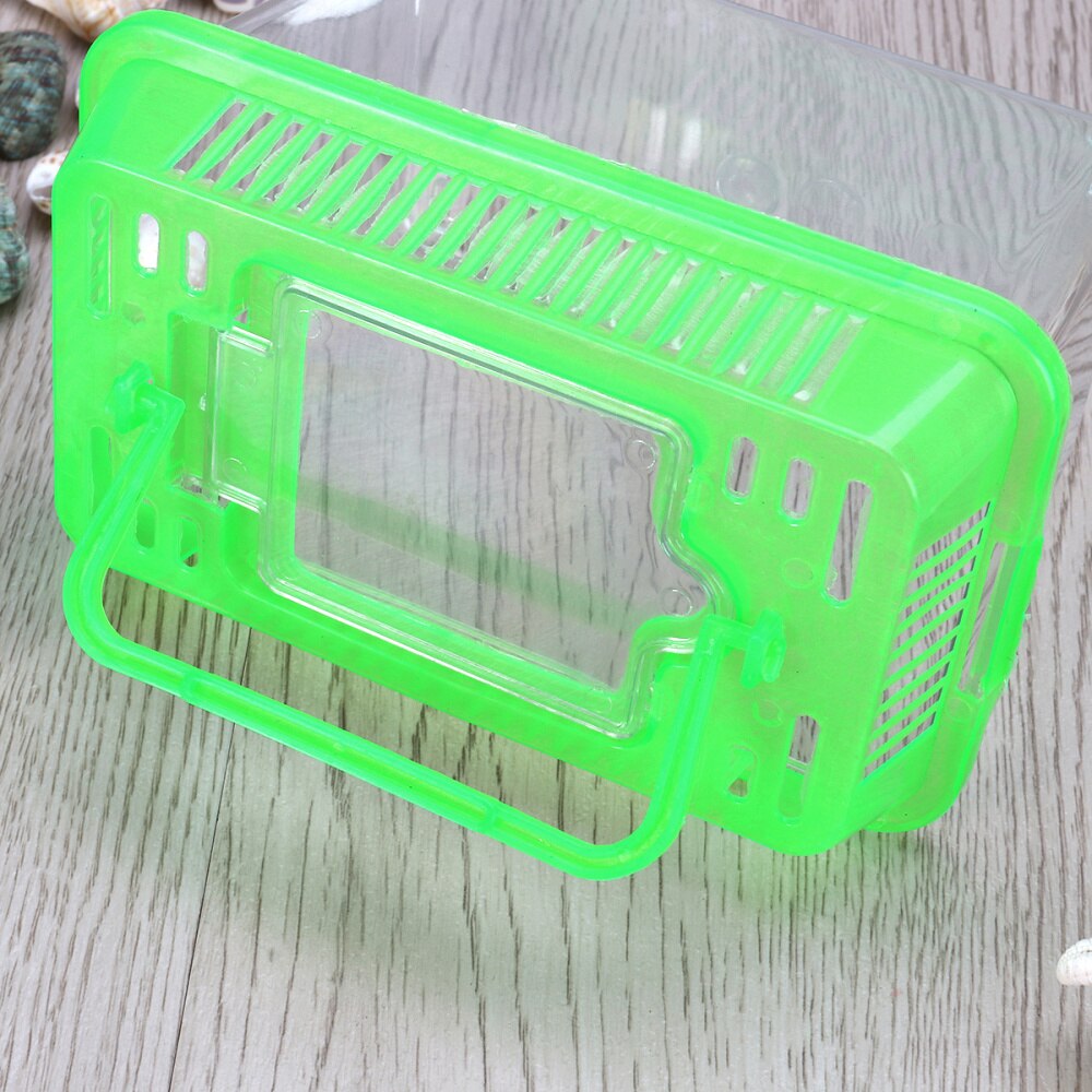 Mini Fish Tank Handheld Fish Tank for Turtle and Pet Fish (Red - Lid for Random)